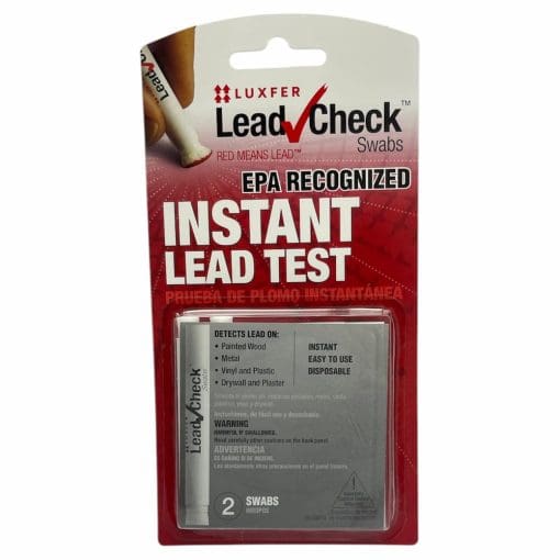 Instant lead test kit packaging for detecting lead on surfaces.