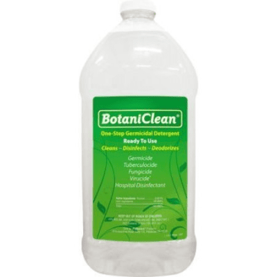 BotaniClean germicidal detergent bottle with green label.