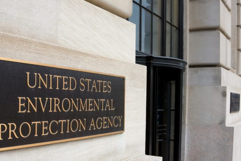 United States Environmental Protection Agency building entrance sign.