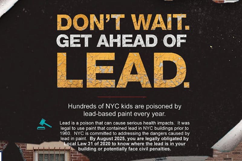 Don't wait. Get ahead of lead awareness poster about lead paint dangers.