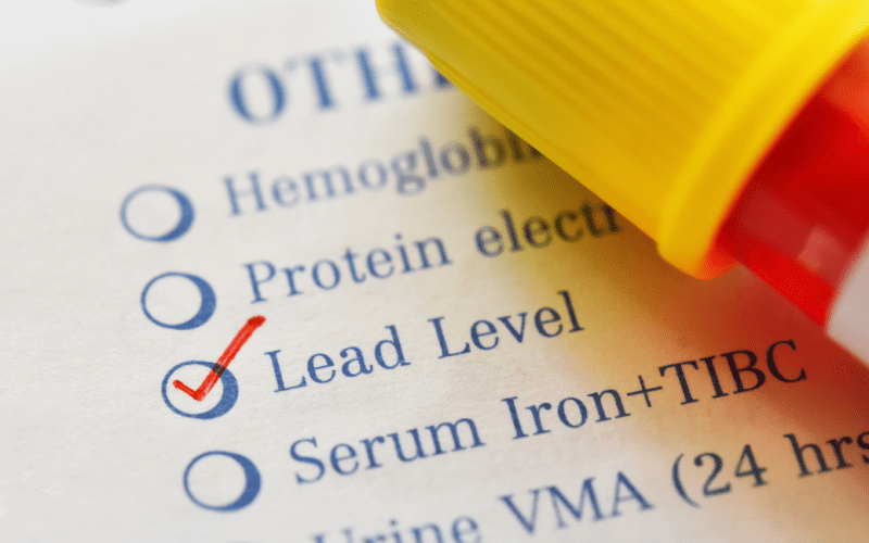 Checked lead level on a lab test form.