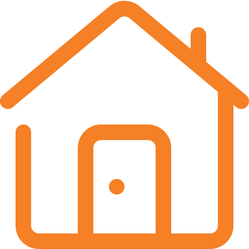 Orange house icon on transparent background